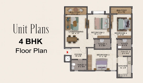 4 BHK Floor Plan